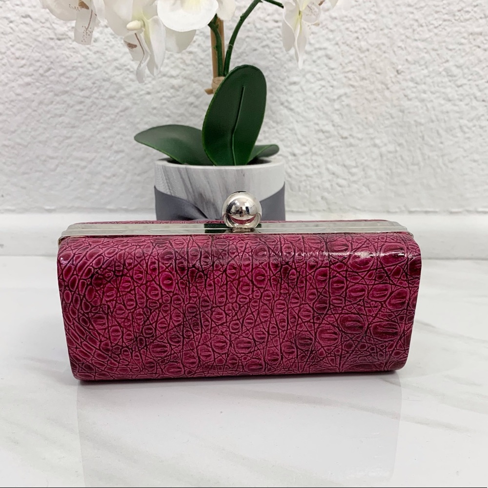 Bijoux Terner Faux Croc Print Fuchsia Clutch/Bag